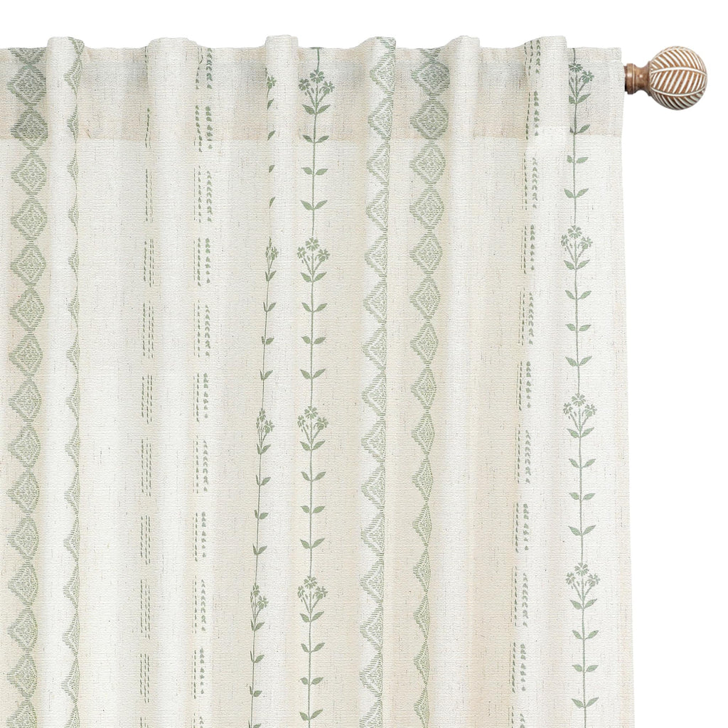 Green Striped Sheer Curtains 96 Inches Long Z14076