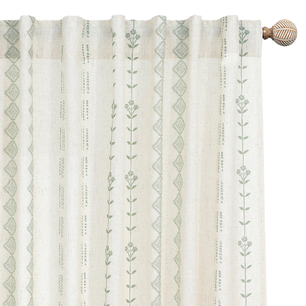 Green Striped Sheer Curtains 96 Inches Long Z14076