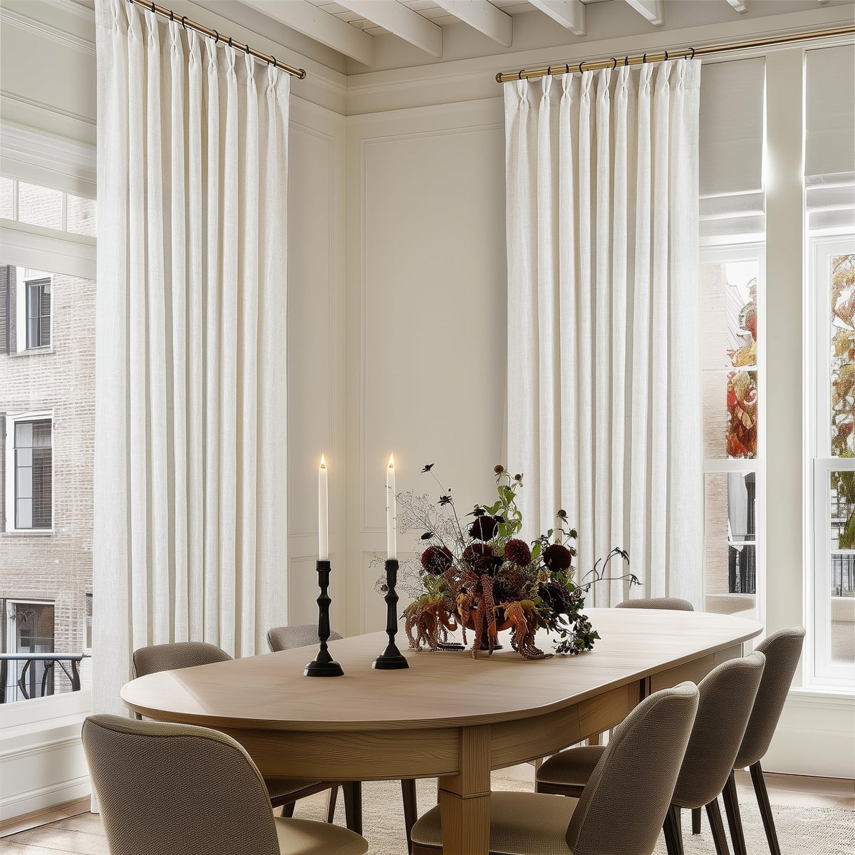 Natural Extra Wide Pinch Pleat 102 Inch Curtains C4256